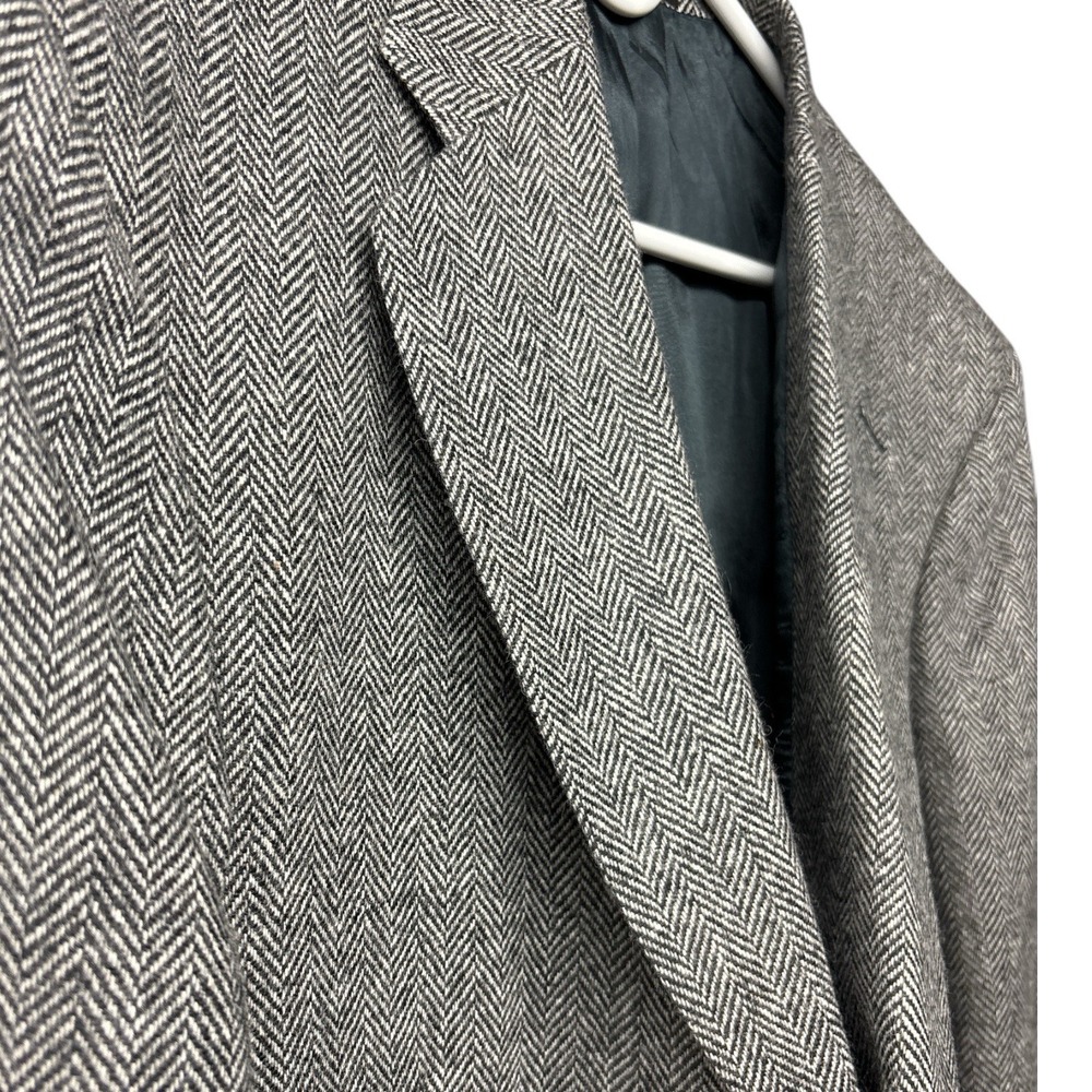 Town Craft Men's Tweed Sport Coat Blazer Two Button Gray Herringbone 46L - Picture 10 of 12